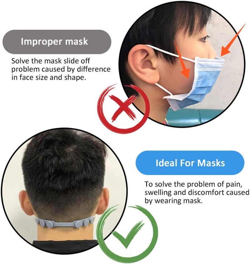 EVGLOW 4 PCS Extended Silicone Bands Anti-Tightening Strap for Masks to Prevent Ear Pain,Adjustable Comfort mask Grips Extension Buckle Holder Hook Ear Strap,4 Color - Image 3