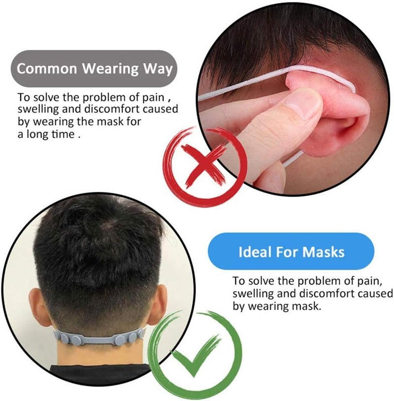 EVGLOW 4 PCS Extended Silicone Bands Anti-Tightening Strap for Masks to Prevent Ear Pain,Adjustable Comfort mask Grips Extension Buckle Holder Hook Ear Strap,4 Color - Image 4