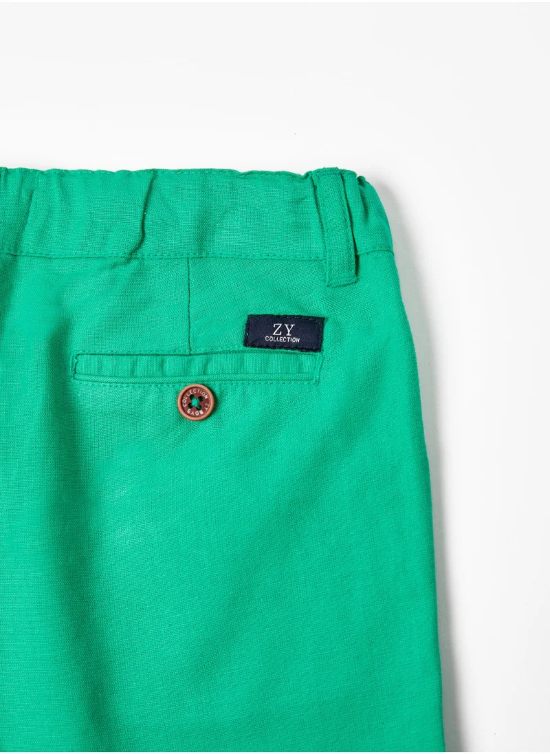 Zippy Cotton and Linen Shorts for Boys, Green
