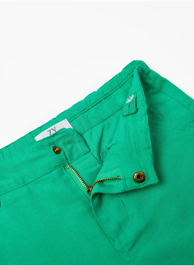 Zippy Cotton and Linen Shorts for Boys, Green