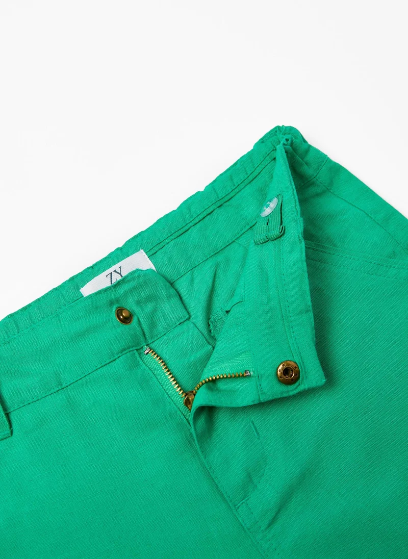 Zippy Cotton and Linen Shorts for Boys, Green