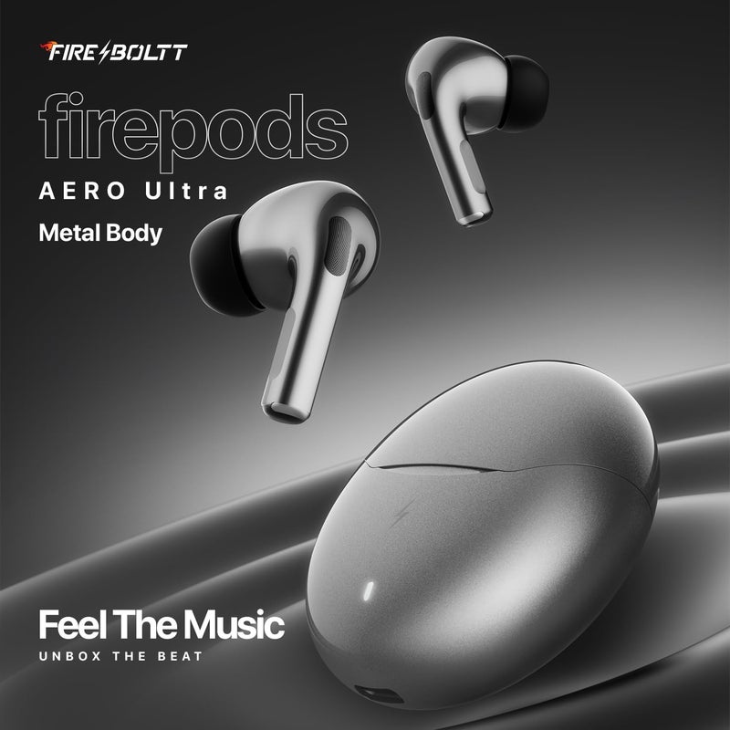 Fire-Boltt سماعات Aero TWS مع معادل صوت مخصص، بلوتوث لاسلكي 5.4، وقت تشغيل 50 ساعة، زمن استجابة 50 مللي ثانية، علبة شحن سريع، دعم التطبيقات، تحكم باللمس، مقاومة للماء IPX4، للألعاب والموسيقى - Image 2