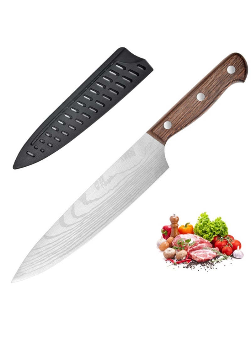 Astylway Chef Knife Starter 8 inch Full Tang Super Sharp Chef's Knife Home Cook Kitchen Knife  Premium Carbon Stainless Steel Universal knife with Ergonomic Wooden Handle  - Image 1
