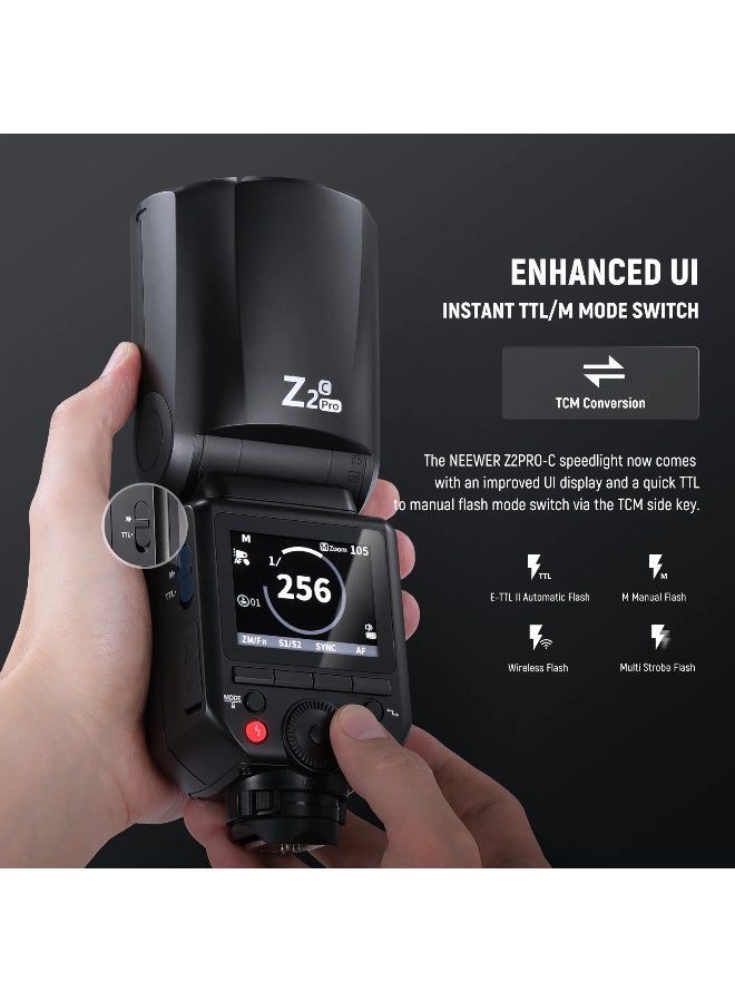 Neewer Z2PRO-C TTL Speedlite for Nikon Hot Shoe DSLR Cameras, 76Ws HSS Flash with 2.4G Wireless, 330° Rotation, 3000mAh Battery, Fast Recycle, Enhanced Lighting, Compatible with Nikon DSLR  - Image 4