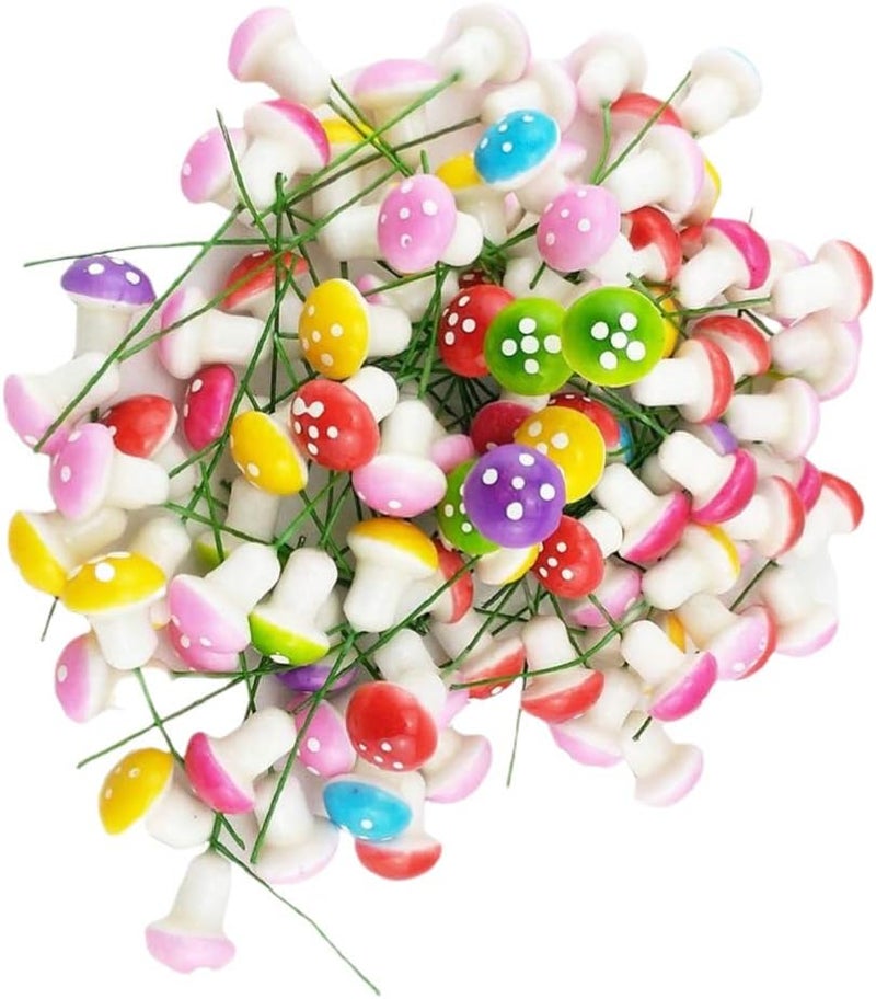 klarako 60pcs Mini Foam Mushroom Miniature Figurines Cake Toppers for DIY Fairy Garden Micro Landscape Flower Pot Bonsai Dollhouse Ornament - Image 1