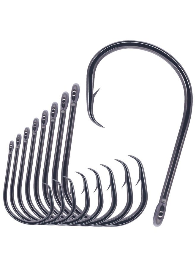 LURELINK Inline-Circle-Hooks-Saltwater-for-Catfish-Bass-Octopus-Hooks-Fishing-Hook-Freshwater 50 Pack (8/0 50-Pack, Black) - Image 1