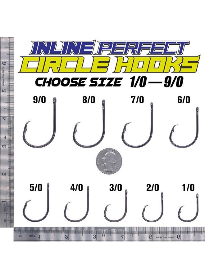 LURELINK Inline-Circle-Hooks-Saltwater-for-Catfish-Bass-Octopus-Hooks-Fishing-Hook-Freshwater 50 Pack (8/0 50-Pack, Black) - Image 4