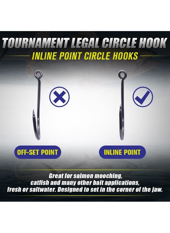 LURELINK Inline-Circle-Hooks-Saltwater-for-Catfish-Bass-Octopus-Hooks-Fishing-Hook-Freshwater 50 Pack (8/0 50-Pack, Black) - Image 3
