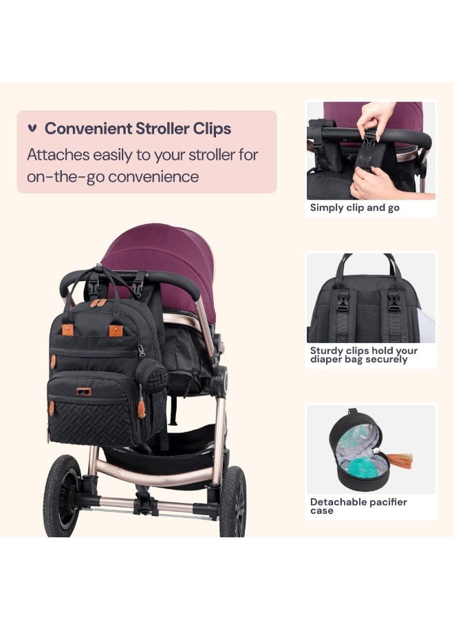 BabbleRoo BabbleRoo Diaper Bag Backpack - Tote - Multi function Waterproof Diaper Bag, Travel Essentials Baby Bag with Changing Pad, Stroller Straps & Pacifier Case - Unisex, Black - Image 5