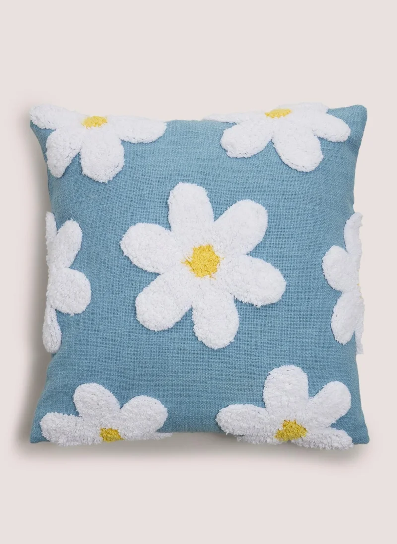 Matalan Blue Daisy Embroidered Cushion