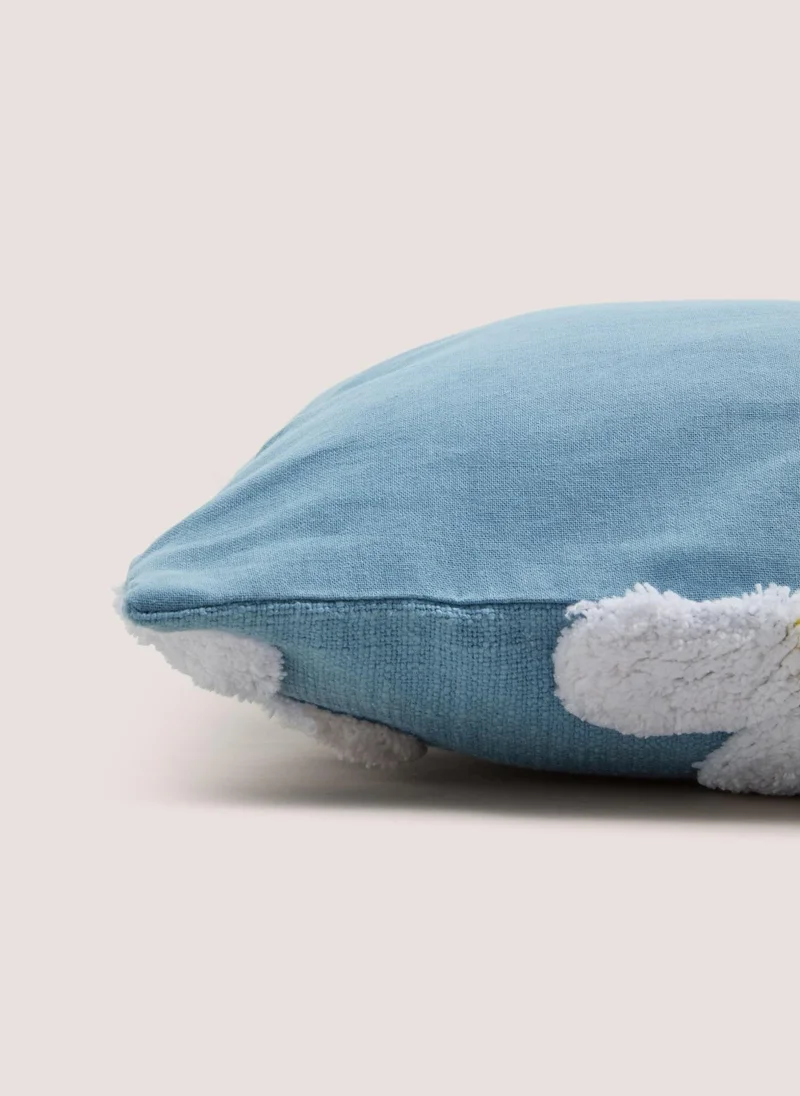Matalan Blue Daisy Embroidered Cushion