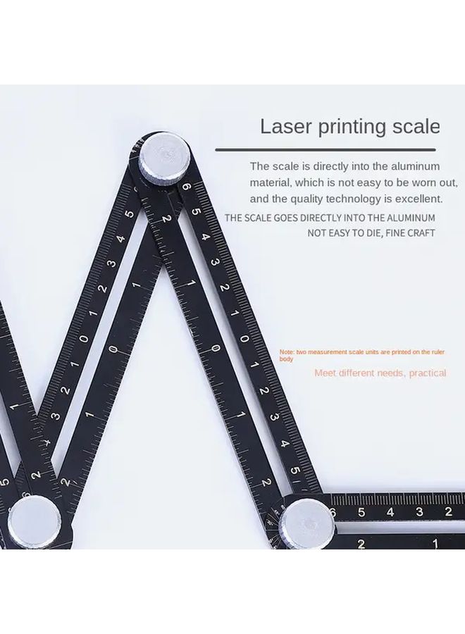 Aluminum Alloy Six Fold Ruler Folding Measuring Tool For Woodworking Tile Cutting - Image 4