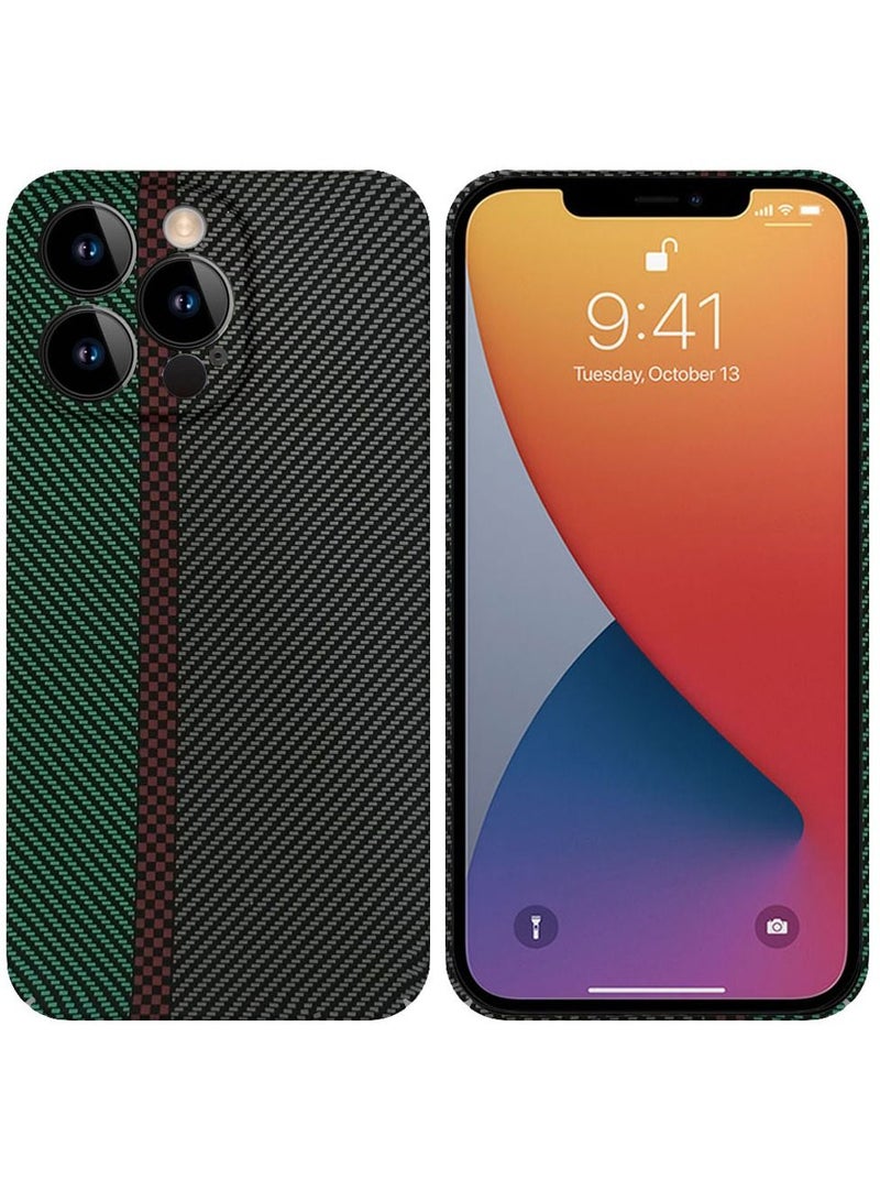 CATANES iPhone 12 Pro Carbon Case Unique Design Mixed Amazing Color Aramid Carbon Fiber Phone Case Green - Image 2