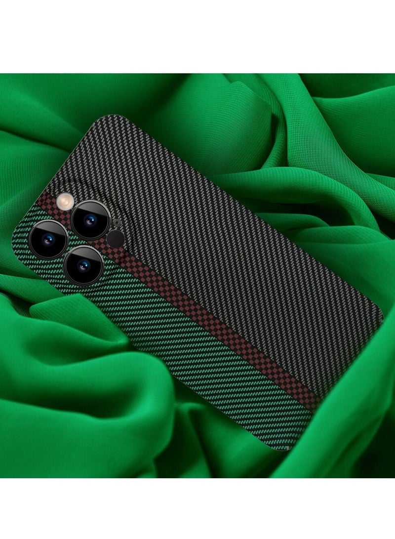 CATANES iPhone 12 Pro Carbon Case Unique Design Mixed Amazing Color Aramid Carbon Fiber Phone Case Green - Image 3