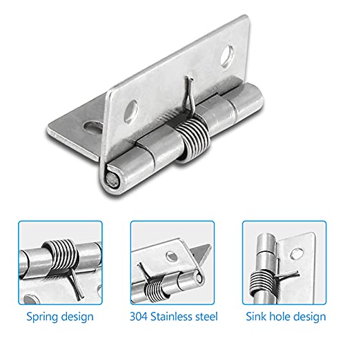 Luomorgo 4 Pcs Spring Loaded Hinges for Cabinets, 2 Inch Length Stainless Steel Spring Hinges Self Closing - Image 5