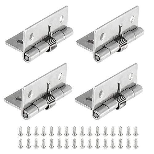 Luomorgo 4 Pcs Spring Loaded Hinges for Cabinets, 2 Inch Length Stainless Steel Spring Hinges Self Closing - Image 1