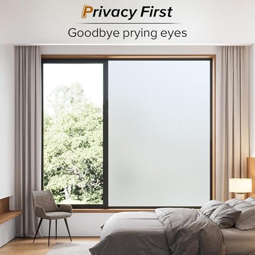AMAZBIRD Window Privacy Film Frosted Removable Glass Covering for Bathroom, Opaque Static Cling Heat Control Door Sticker for Home Office (24in x 3 ft, Frosted Glass Vinyl) - Image 2