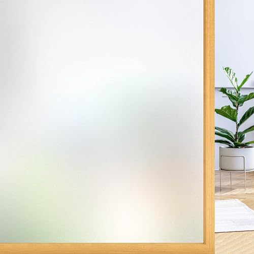 AMAZBIRD Window Privacy Film Frosted Removable Glass Covering for Bathroom, Opaque Static Cling Heat Control Door Sticker for Home Office (24in x 3 ft, Frosted Glass Vinyl) - Image 1