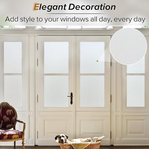 AMAZBIRD Window Privacy Film Frosted Removable Glass Covering for Bathroom, Opaque Static Cling Heat Control Door Sticker for Home Office (24in x 3 ft, Frosted Glass Vinyl) - Image 5