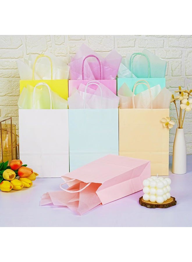 MAMUNU 28 PCS Party Favor Gift Bags with Handles, Pastel Paper Gift Bags Bulk, Assorted 7 Colors Rainbow Gift Bags for Birthday, Wedding, Christmas, Shopping, Parties, 8.6" x 6.3" x 3.2" - Image 2