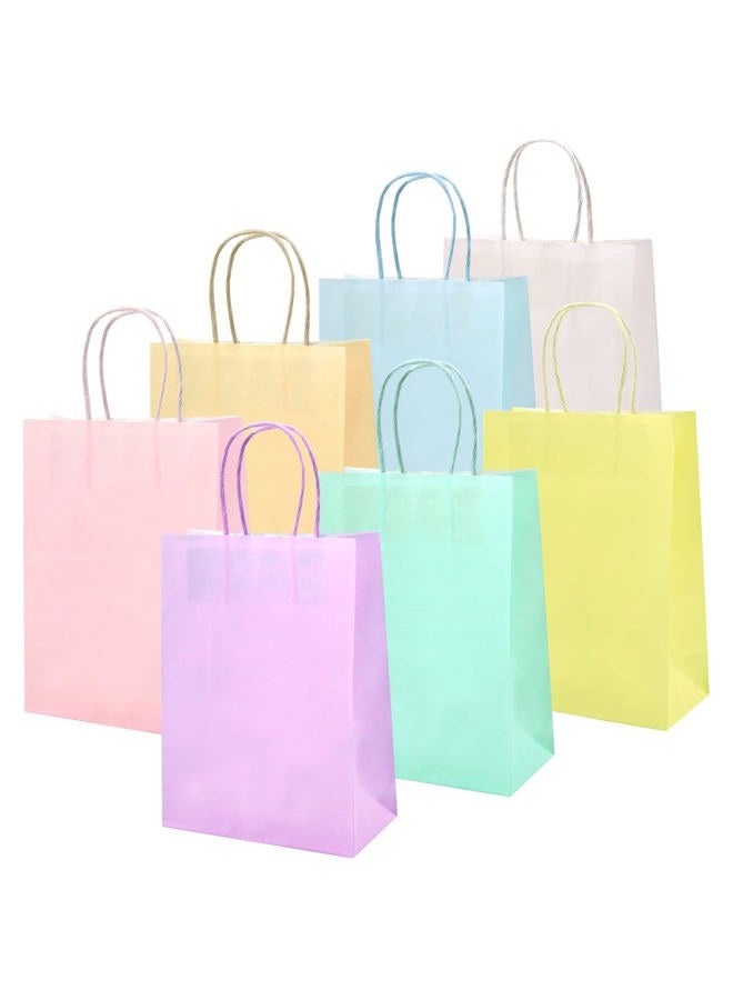 MAMUNU 28 PCS Party Favor Gift Bags with Handles, Pastel Paper Gift Bags Bulk, Assorted 7 Colors Rainbow Gift Bags for Birthday, Wedding, Christmas, Shopping, Parties, 8.6" x 6.3" x 3.2" - Image 1