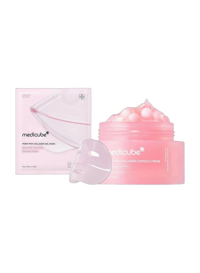 Medicube Pack Of PDRN Pink Collagen Jelly Gel Mask & Salmon DNA PDRN Pink Collagen Capsule Cream  - Image 1