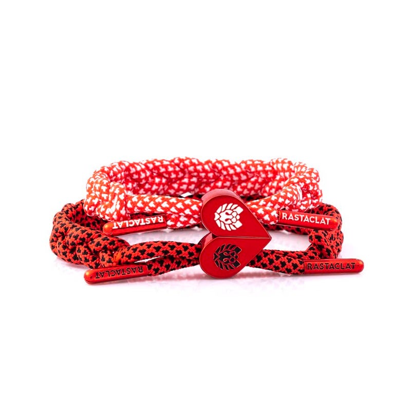 Rastaclat Couples Bracelet for Women and Men - Couples Red/Black/White Braided Bracelets | Adjustable Stackable & Made by Hand - Image 1