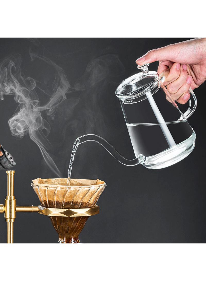 Y&D وعاء قهوة زجاجي شفاف مقاوم للحرارة بسعة 600 مل مع فوهة طويلة - Image 3