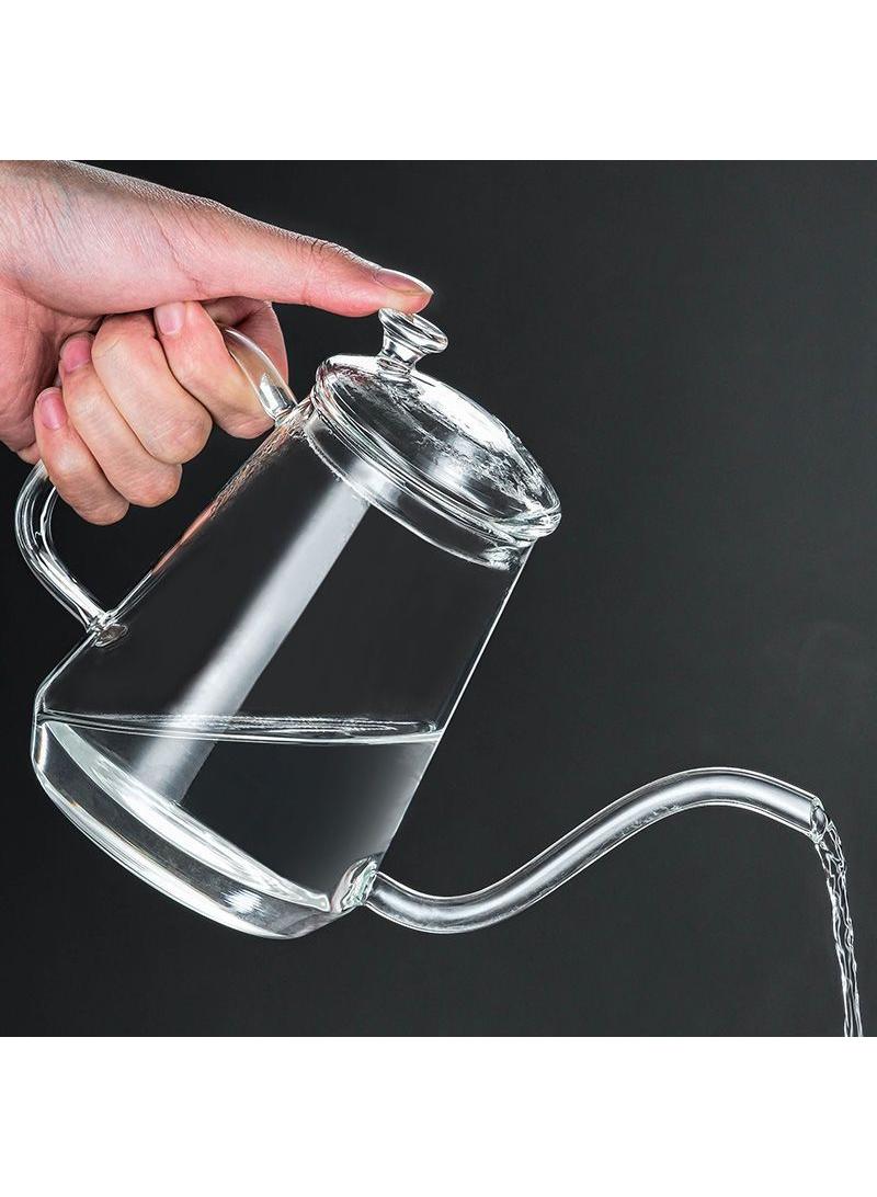 Y&D وعاء قهوة زجاجي شفاف مقاوم للحرارة بسعة 600 مل مع فوهة طويلة - Image 2