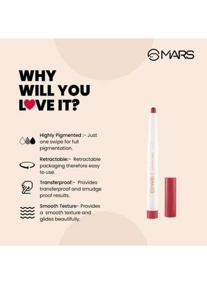 Mars - Retractable Poppins Long Lasting Lip Crayon | Matte Finish | Smudge Proof & Kiss Proof Crayon Lipstick For Women (1.3 Gm) (14-Dripping Syrup) - Image 1