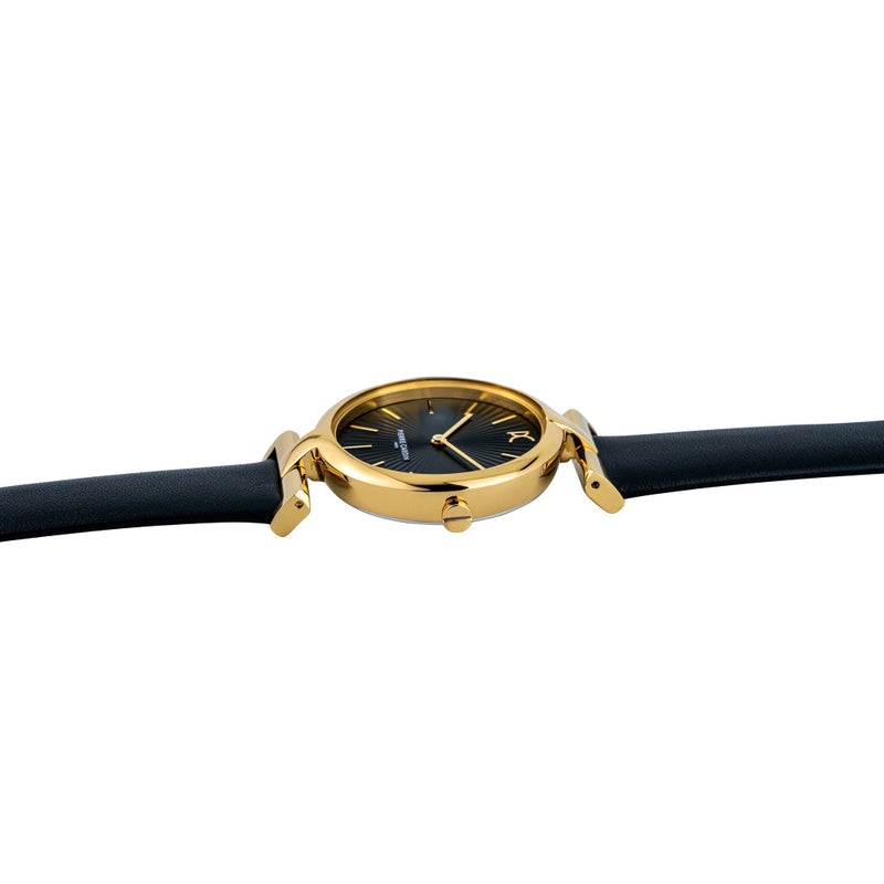PIERRE CARDIN Women's Watch with Gold Stainless Steel Case and Black Leather Band - Image 3