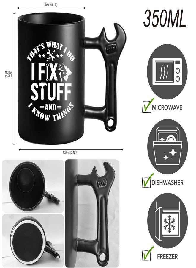 LOZACHE Funny Dad Coffee Mug with Wrench Handle – “That’s What I Do, I Fix Stuff And I Know” Mug for Men, Unique Father’s Day Birthday Gift for Dad Grandpa Husband Mechanic - Image 2