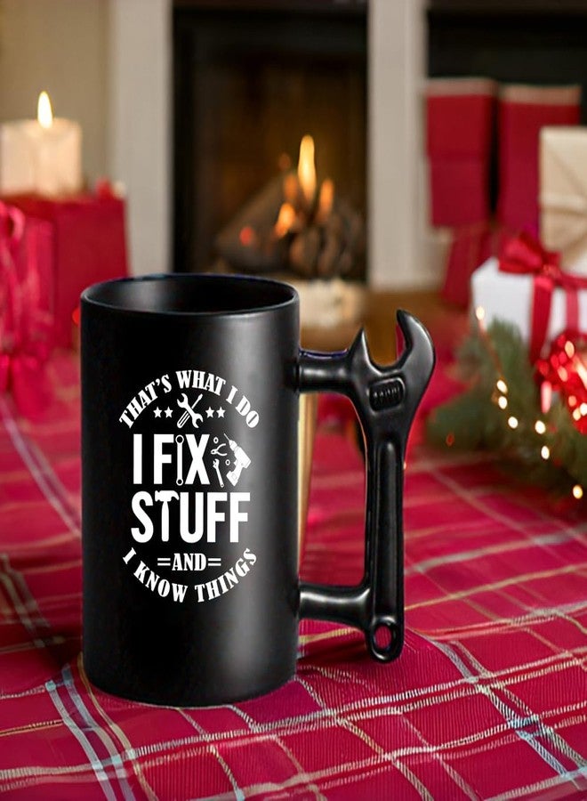 LOZACHE Funny Dad Coffee Mug with Wrench Handle – “That’s What I Do, I Fix Stuff And I Know” Mug for Men, Unique Father’s Day Birthday Gift for Dad Grandpa Husband Mechanic - Image 4
