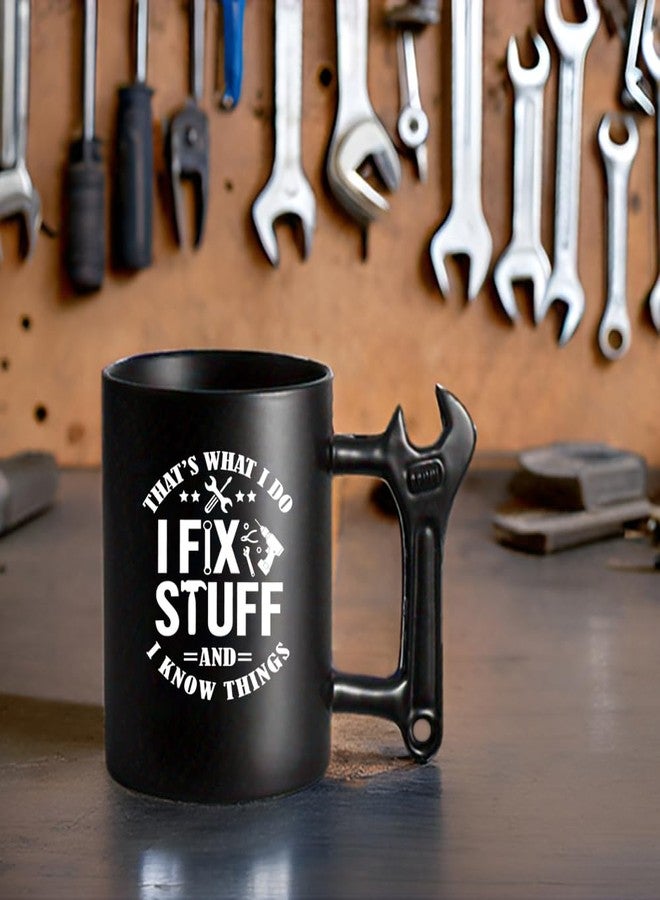 LOZACHE Funny Dad Coffee Mug with Wrench Handle – “That’s What I Do, I Fix Stuff And I Know” Mug for Men, Unique Father’s Day Birthday Gift for Dad Grandpa Husband Mechanic - Image 5
