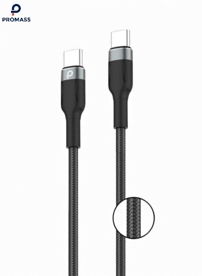 بروماس كيبل شحن سريع USB C الى USB C بطول 1 متر مضفر بتقنية باور دليفيري، 100 واط، للشحن السريع لاجهزة آيفون 16 بروماكس و آيفون 15 برو و ايباد ميني 6 وماك بوك برو 2021 14 و16 انش، ماك اير، 12.9 سامسونج S24 Ultra، هواوي بي 40. - Image 1