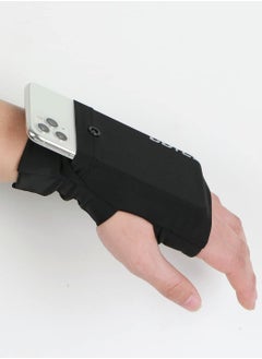 Y&D Portable Wrist Bag, Cell Phone Arm Bands with Reflective Logo, Non-Slip Knitted Cloth, Glove Bag Strap Armband, for Running, Walking, Hiking, and Cycling - Black  - Image 1