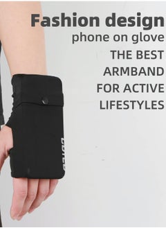 Y&D Portable Wrist Bag, Cell Phone Arm Bands with Reflective Logo, Non-Slip Knitted Cloth, Glove Bag Strap Armband, for Running, Walking, Hiking, and Cycling - Black  - Image 4