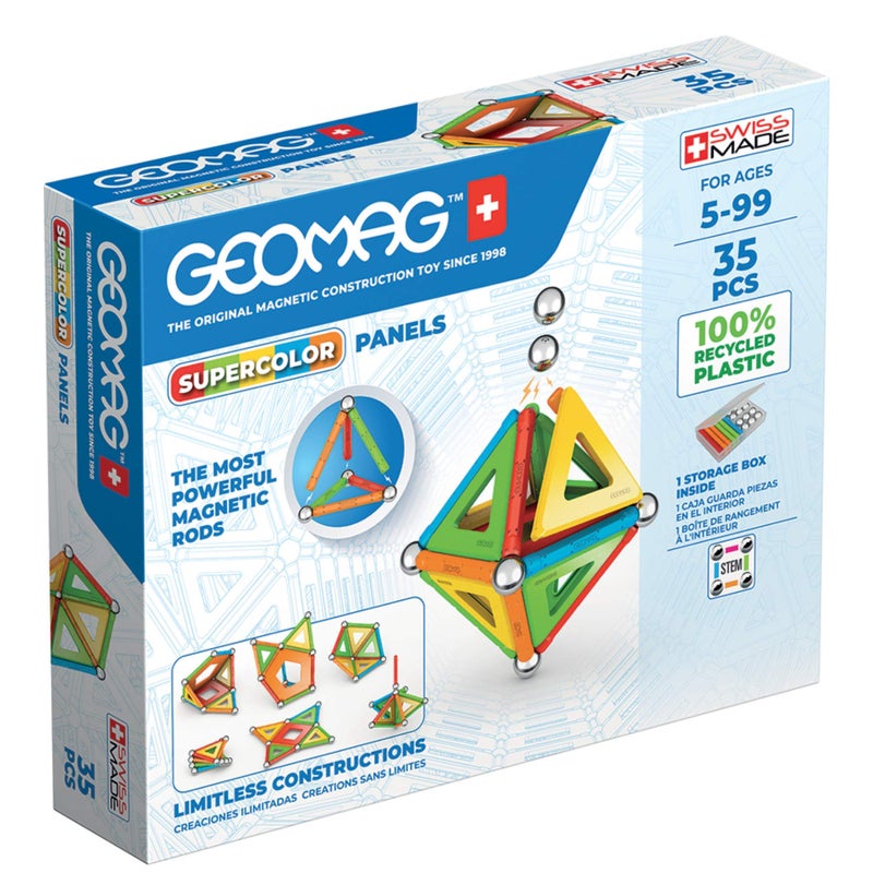 GEOMAG ألعاب مغناطيسية ملونة من جيوماغ للأطفال من عمر 5 سنوات 35 قطعة تعليمية مغناطيسية للأطفال مصنوعة في سويسرا من بلاستيك معاد تدويره بنسبة 100% - Image 3