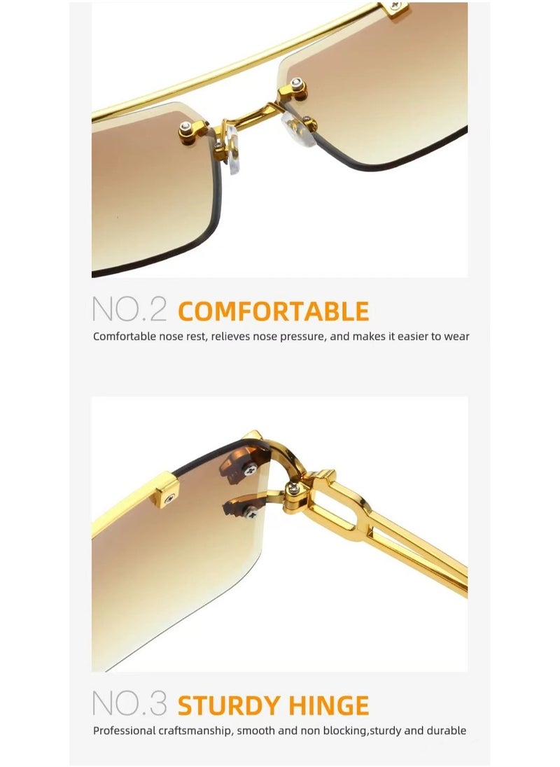 General Frameless sunglasses Square fashion sunglasses Colored lenses Leopard head fashion trimmed sunglasses for men and women Metal frameless Rectangular Y2K glasses UV400  - Image 5