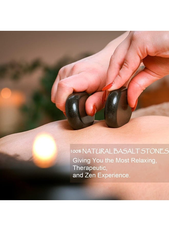 سبا سيستم أحجار بازلت بركانية طبيعية من 16 قطع،أحجار التدليك الساخنة، مجموعة تدليك أحجار البازلت الساخنة للاستخدام المنزلي أو في المنتجعات الصحية الاحترافية، للاسترخاء وتخفيف الألم وعلاج العقل - Image 5