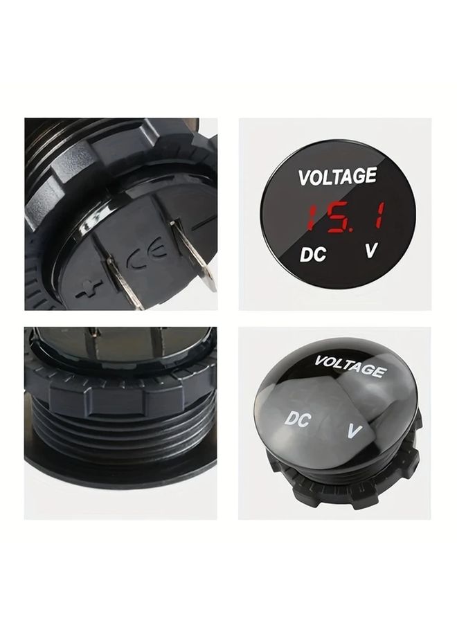 Blue LED Digital Display Car Voltmeter DC 4 36V USB Charger Socket - Image 3