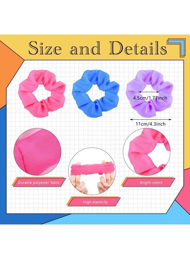 XunYee 48 Pcs Neon Scrunchies Bulk for 80s Hair Ties Soft Thick Elastic Hairbands Bright Colors Hair Accessories Neon Scrunchy Ropes Ponytail Bands for Women 90s Party Outfits Workout, 6 Solid Colors - Image 2