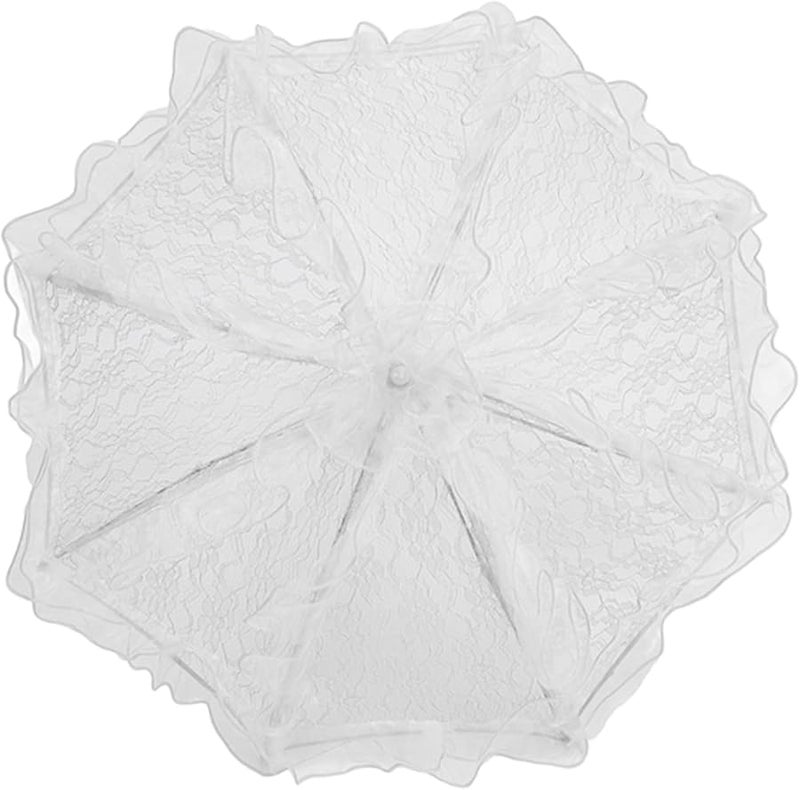 White Lace Parasol Umbrella Handcrafted Wedding Photography Prop Romantic Special Scenes - Image 3
