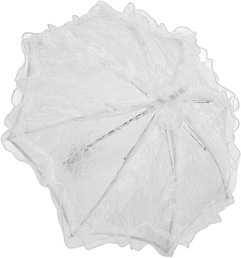 White Lace Parasol Umbrella Handcrafted Wedding Photography Prop Romantic Special Scenes - Image 4