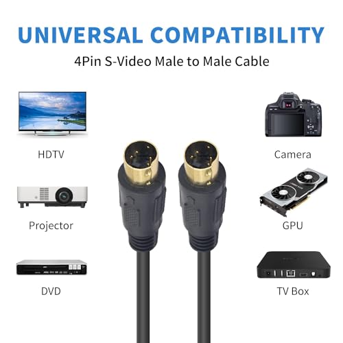 Traovien S-Video Cable Mini Din 4-Pin S Video Cable Male to Male Gold Plated Connector for Player Camcorders Laptops Transfer Video to TV or Monitor Connection Cable (3m/10Ft) - Image 5