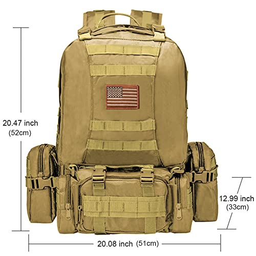 CVLIFE Tactical Backpack Military Army Rucksack 60L Large Assault Pack Detachable Molle Bag - Image 3