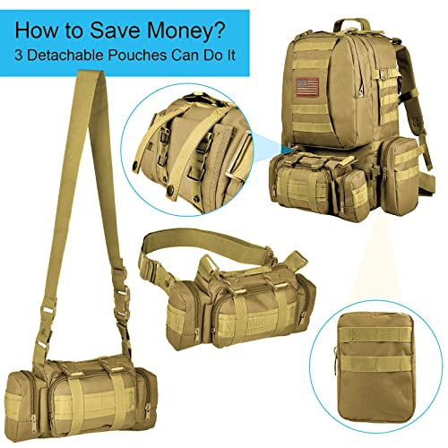 CVLIFE Tactical Backpack Military Army Rucksack 60L Large Assault Pack Detachable Molle Bag - Image 2