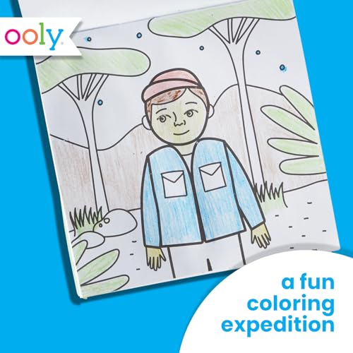 Ooly Travel Art Kit with 9 Jumbo Crayons 48 Themed Coloring Pages Case for Easy Traveling Art Creation Perfect Airplane Road Trip Activities for Kids Safari - Image 5