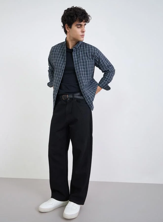 Styli Men Regular Fit Checked Full Sleeve Shirt