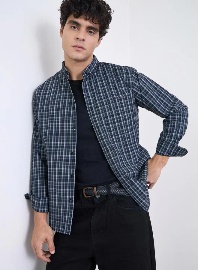 Styli Men Regular Fit Checked Full Sleeve Shirt